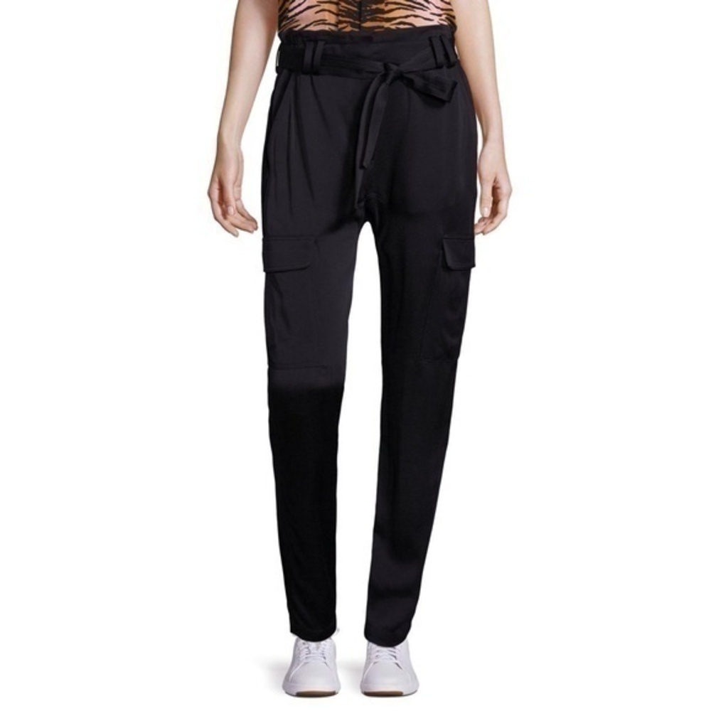 A.L.C Black Tie Front Cargo Pants w/ Pockets Size 6
